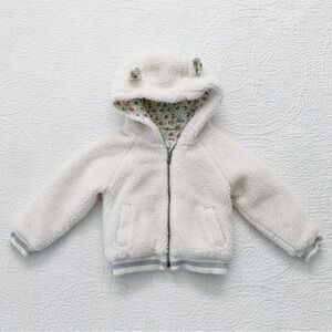 Gap x Sarah Jessica Parker Hooded Fleece Bunny‎ Bomber Jacket, Ivory Pearl